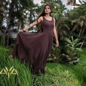 Brown Organic Cotton Tank Dress Aya Sacredwear SMALL